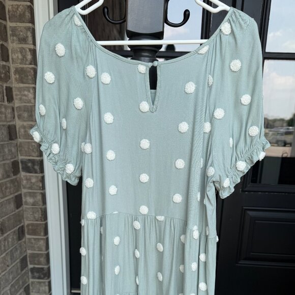 Women's Light Blue/Teal Polka Dot Boutique Dress - Picture 3 of 5